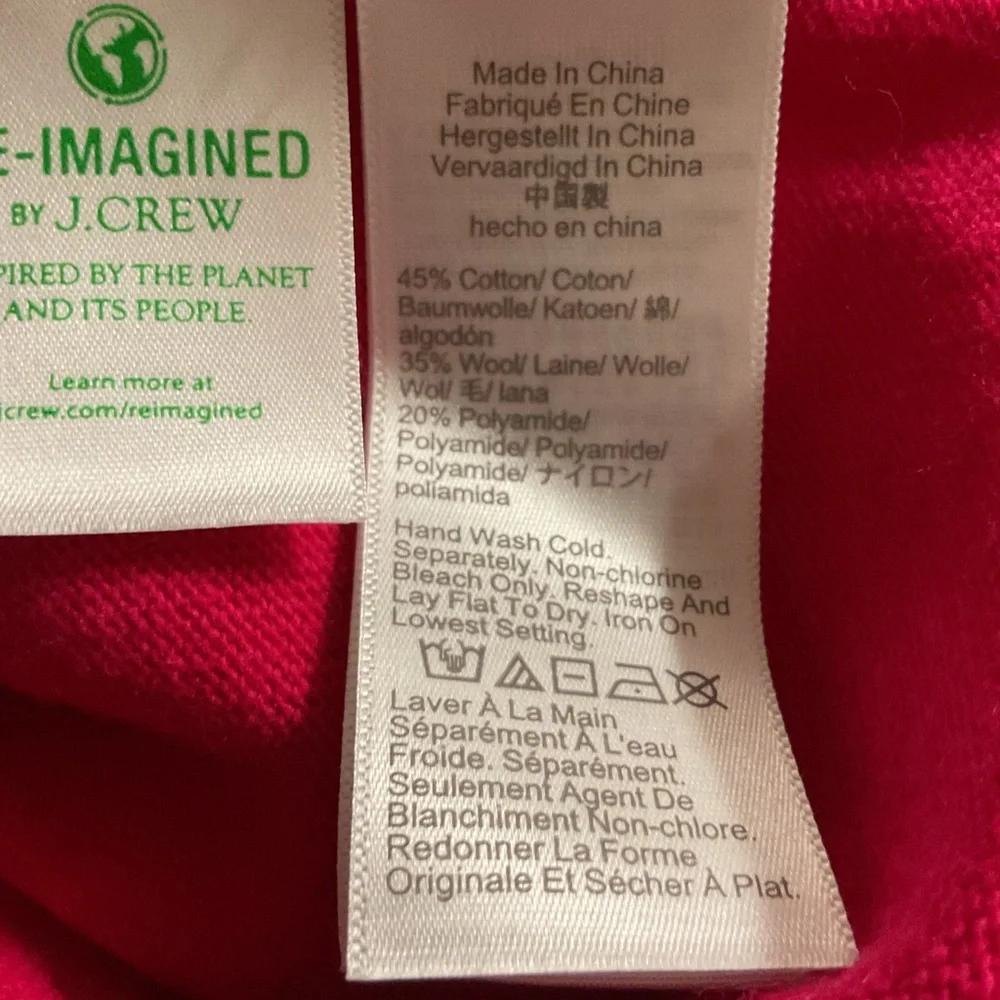 NWT J. Crew Vibrant Red Long‎ Sleeve V-Neck Top size XS
